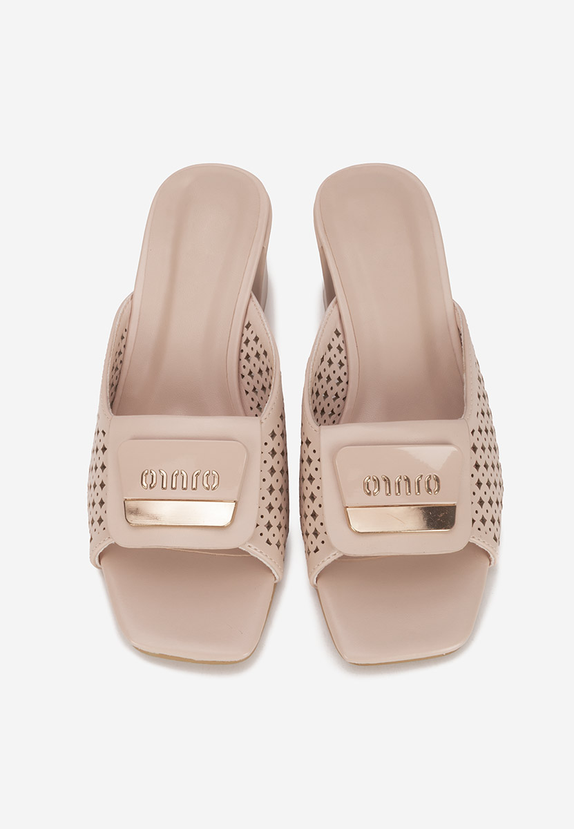 Béžové pantofle na podpatku Carmenia