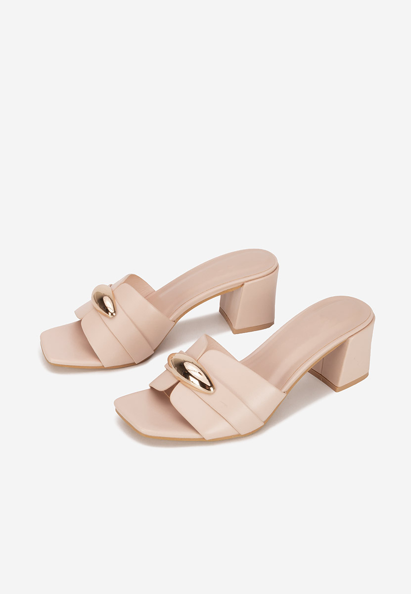 Béžové pantofle na podpatku Siminea