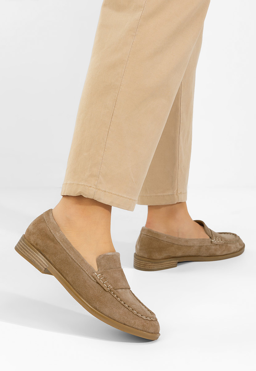 Béžové dámské kožené mokasíny Lariona