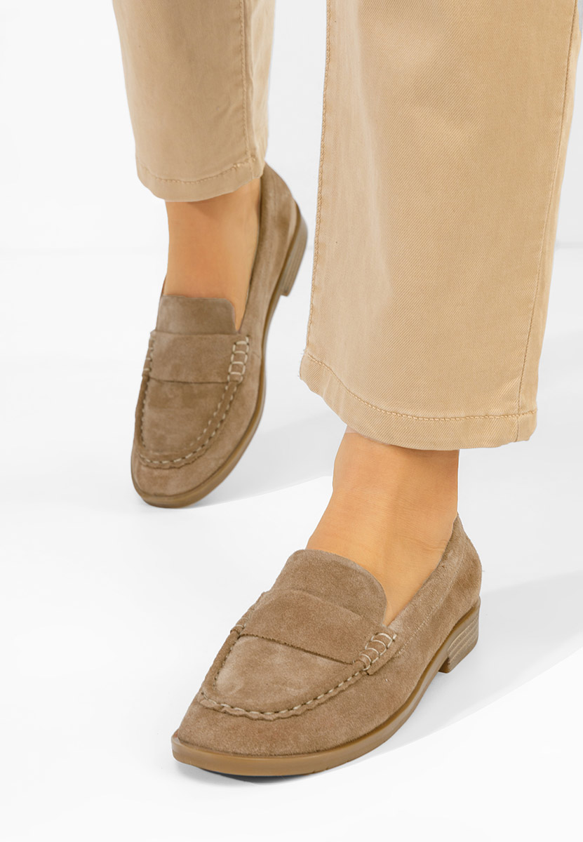 Béžové dámské kožené mokasíny Lariona