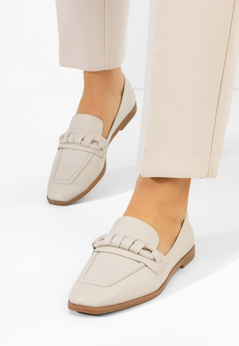 Béžové dámské kožené mokasíny Meltana