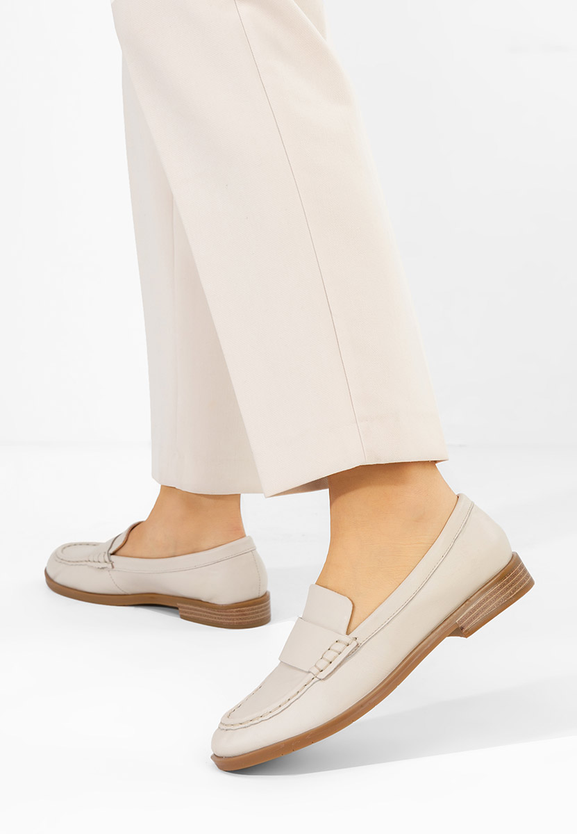 Béžové dámské kožené mokasíny Lariona V2