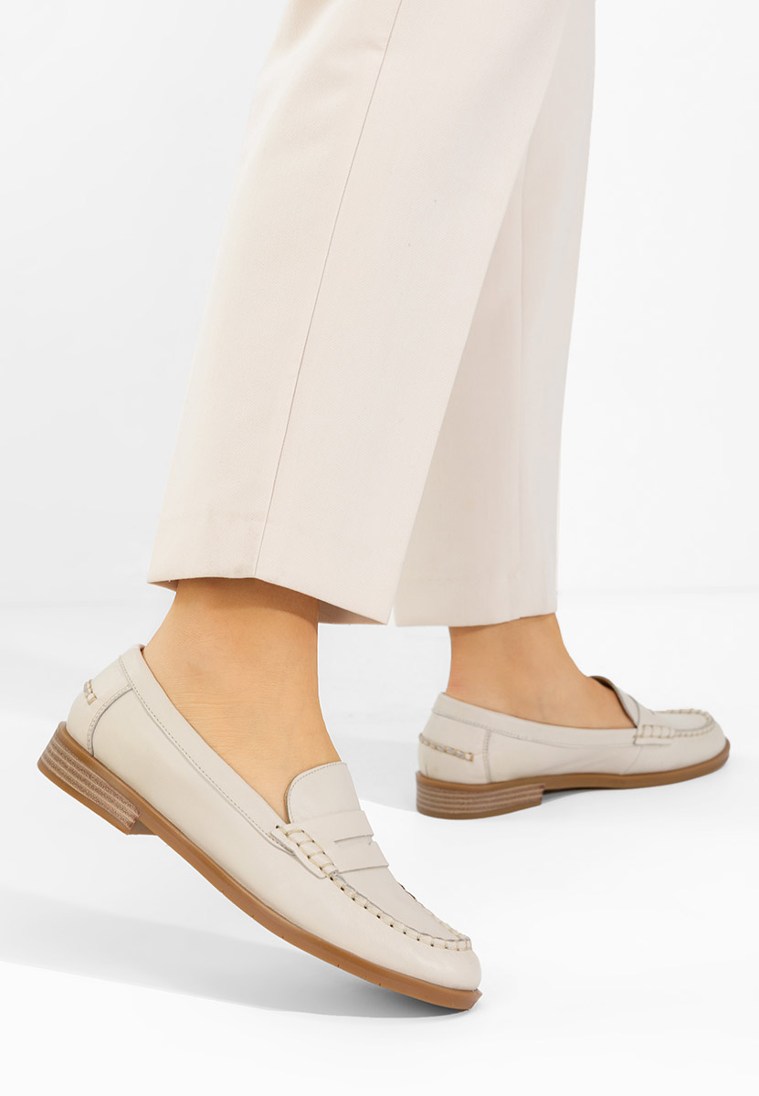 Béžové dámské kožené mokasíny Meltanea