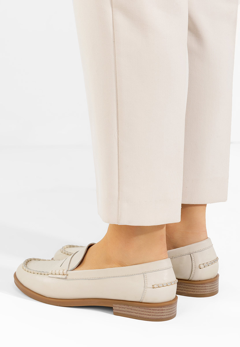 Béžové dámské kožené mokasíny Meltanea