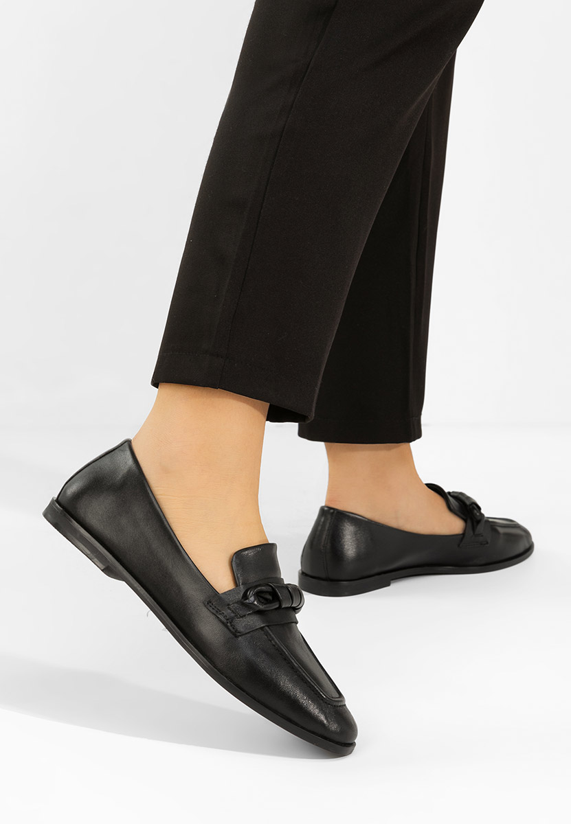 Černé dámské kožené mokasíny Meltana