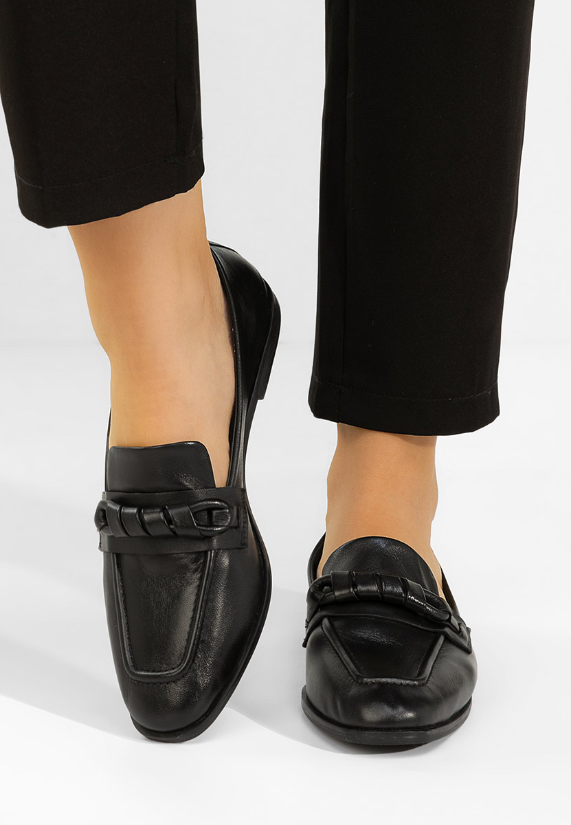 Černé dámské kožené mokasíny Meltana