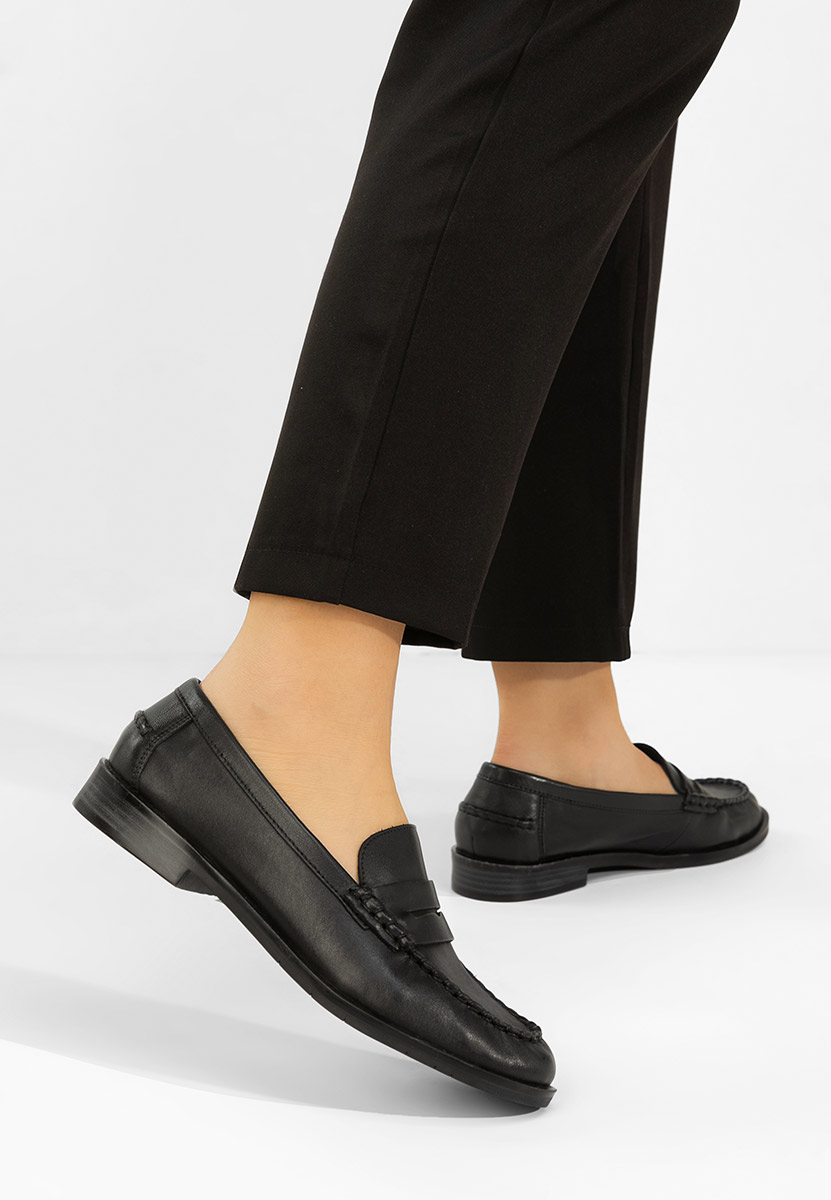 Černé dámské kožené mokasíny Meltanea
