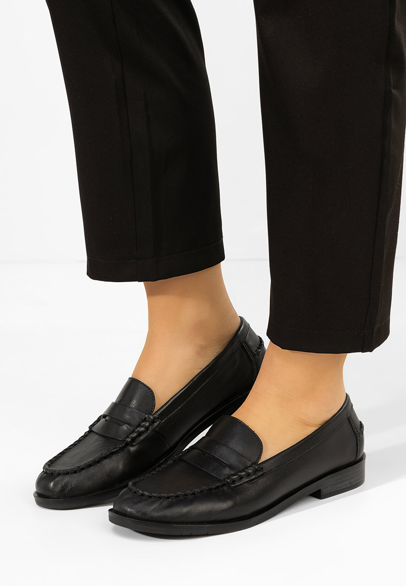 Černé dámské kožené mokasíny Meltanea