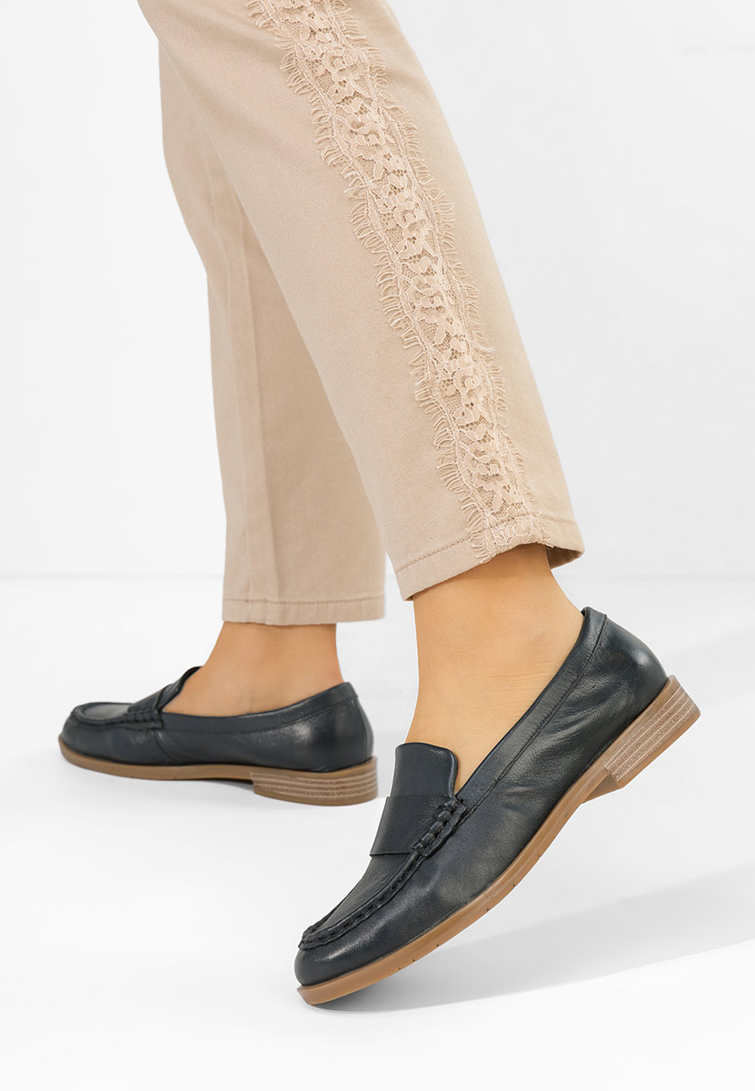 Tmavě modré dámské kožené mokasíny Lariona V2