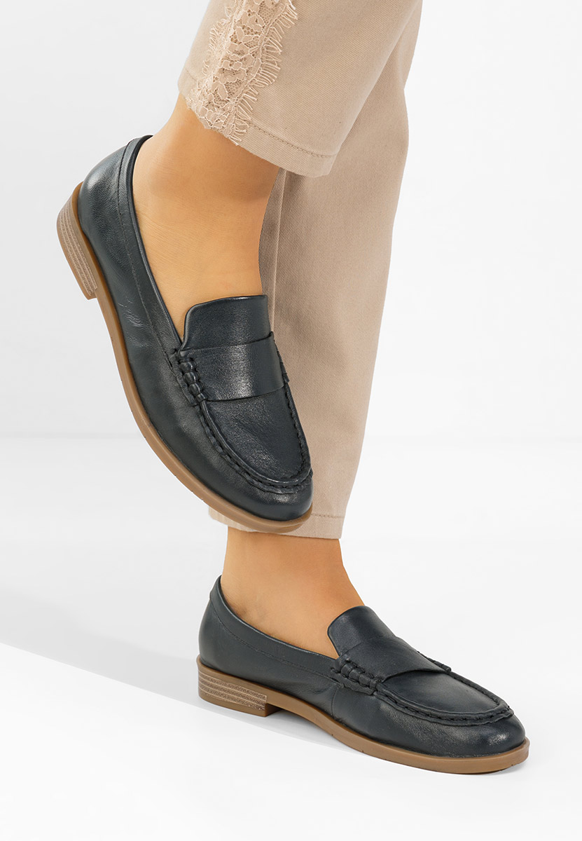 Tmavě modré dámské kožené mokasíny Lariona V2