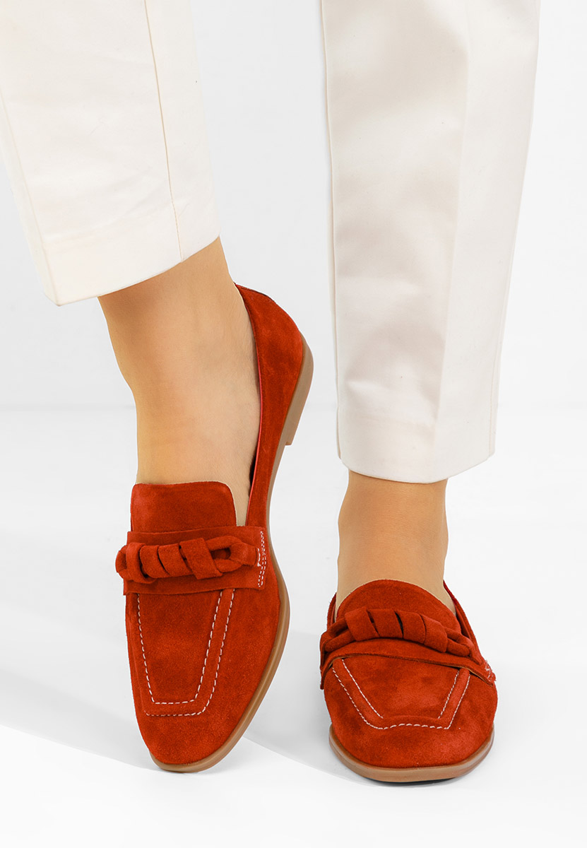 Červené dámské kožené mokasíny Meltana