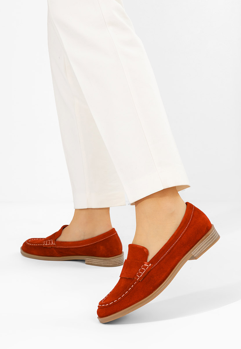 Červené dámské kožené mokasíny Lariona