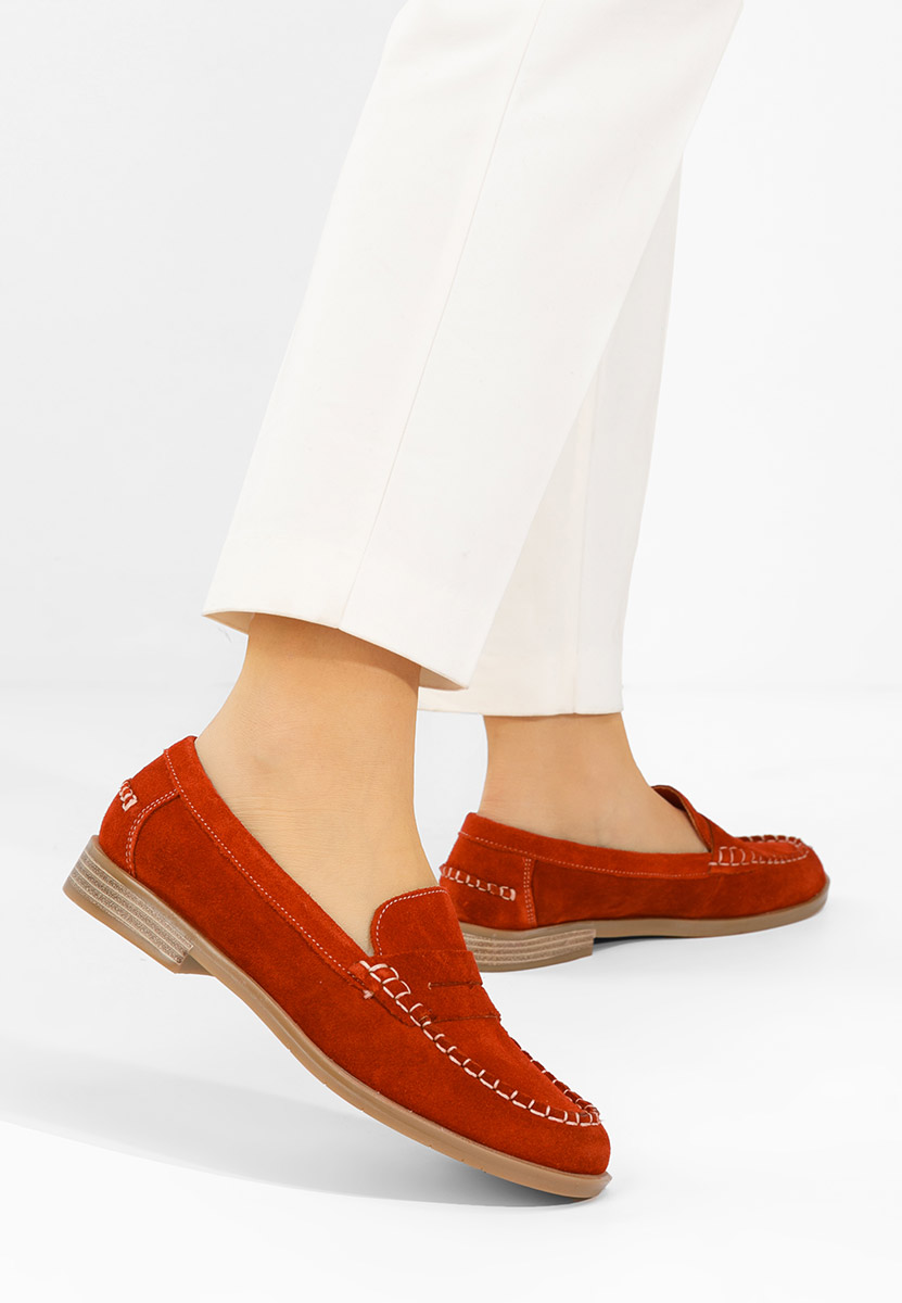 Červené dámské kožené mokasíny Meltanea