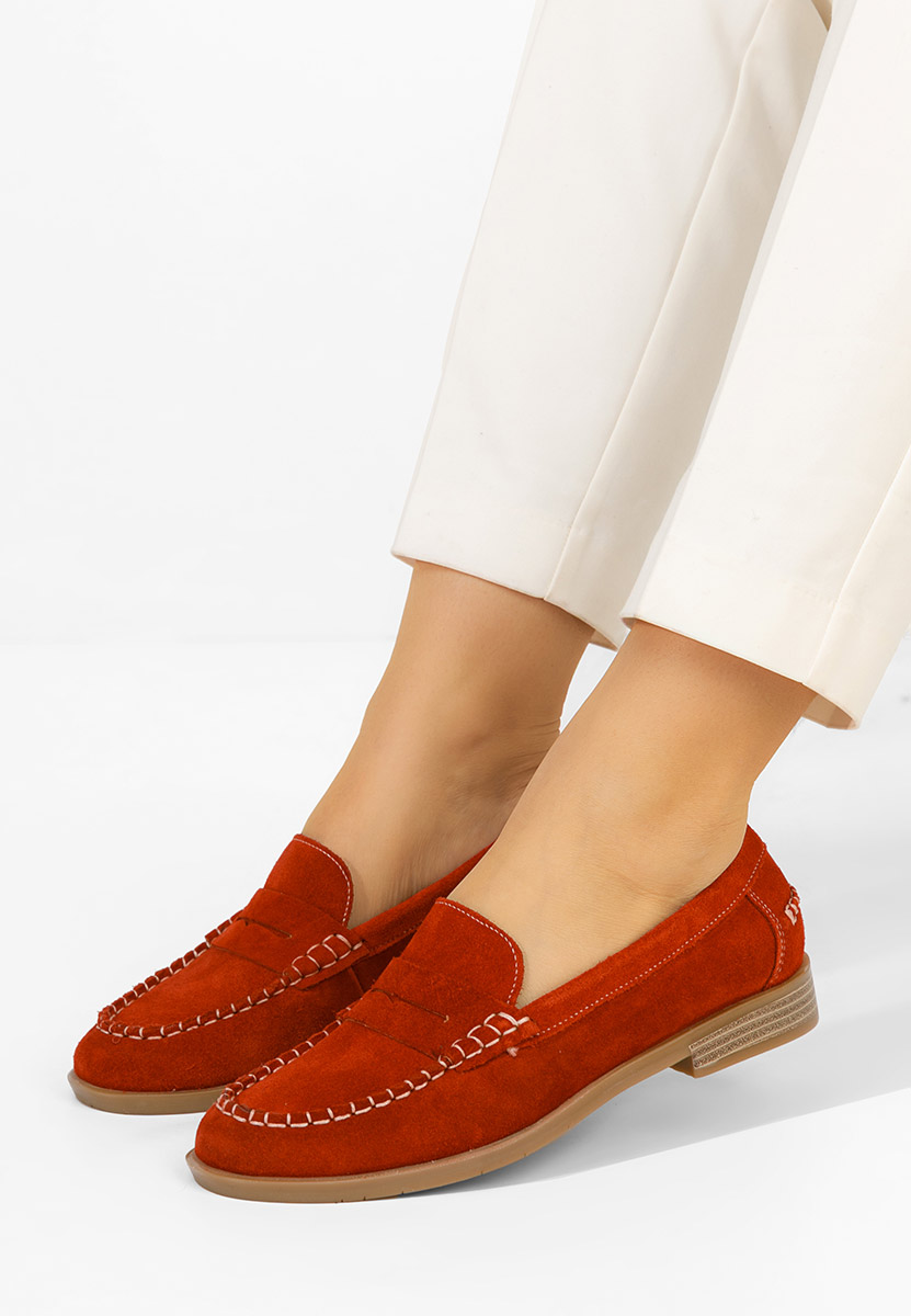 Červené dámské kožené mokasíny Meltanea
