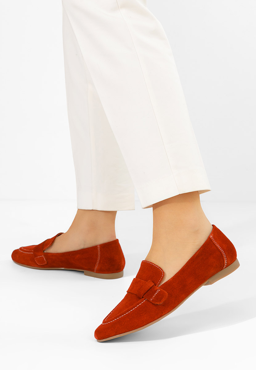 Červené dámské kožené mokasíny Catrinelia