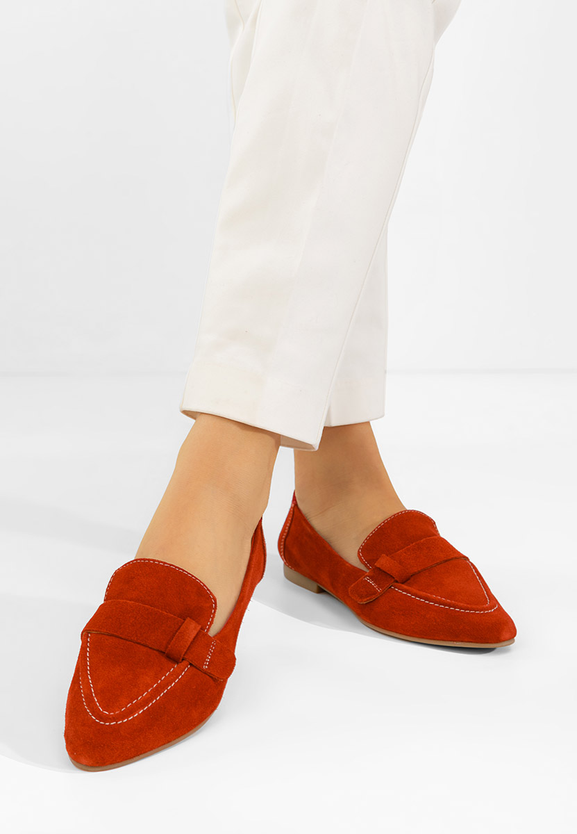 Červené dámské kožené mokasíny Catrinelia