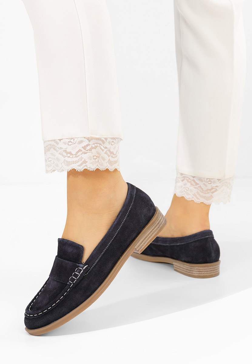 Tmavě modré dámské kožené mokasíny Lariona