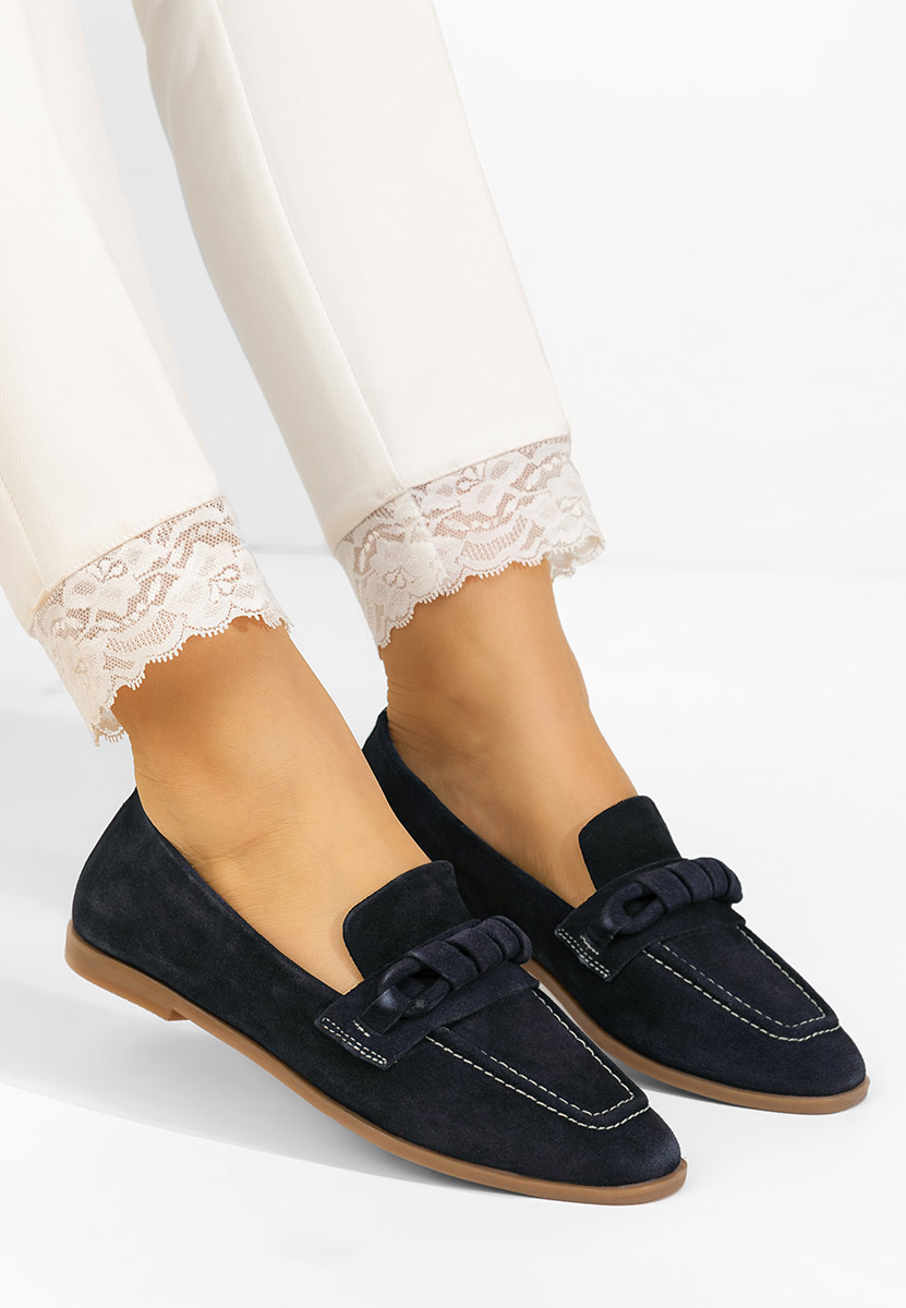 Tmavě modré dámské kožené mokasíny Meltana