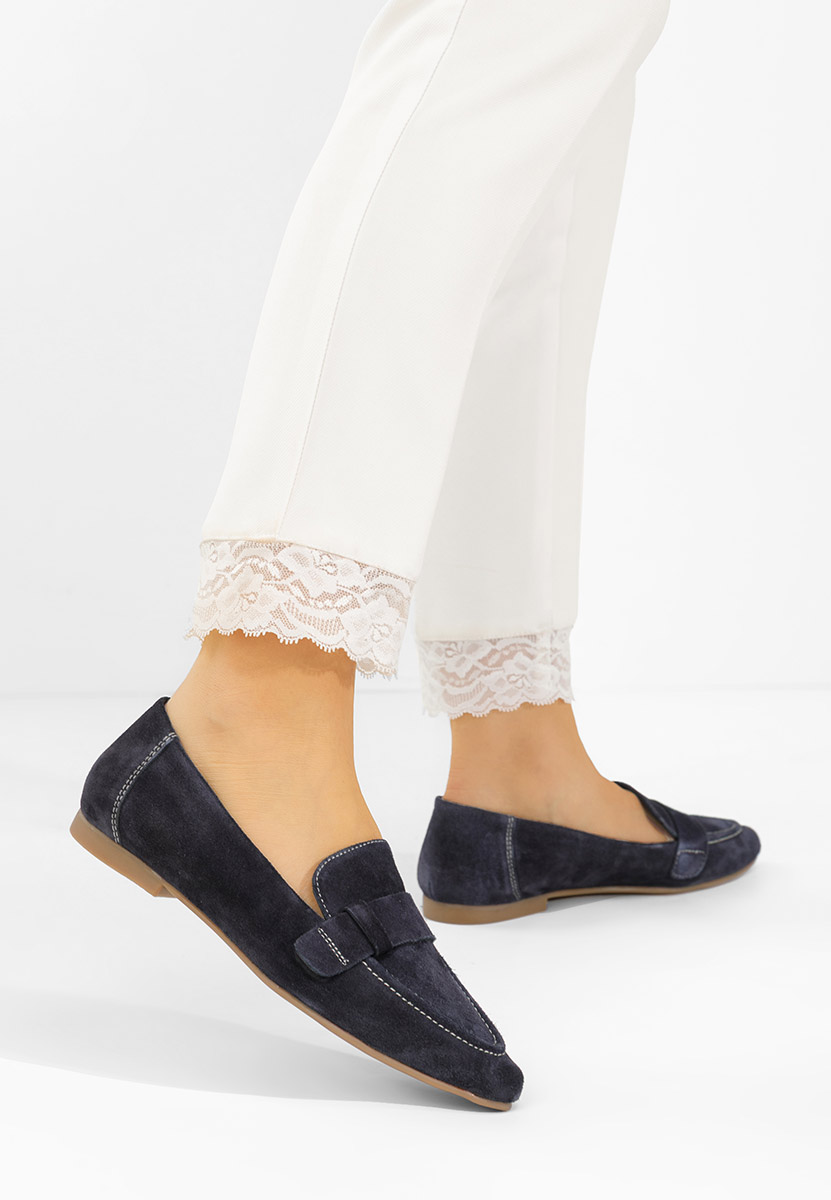 Tmavě modré dámské kožené mokasíny Catrinelia