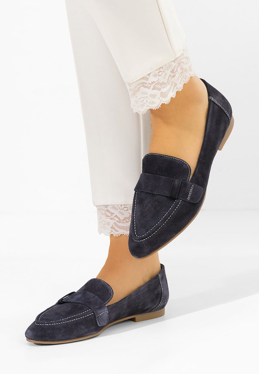 Tmavě modré dámské kožené mokasíny Catrinelia