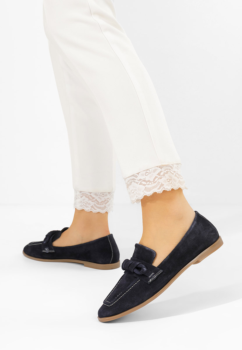 Tmavě modré dámské kožené mokasíny Meltana V2