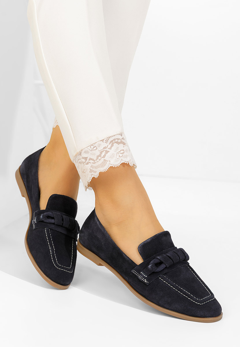 Tmavě modré dámské kožené mokasíny Meltana V2