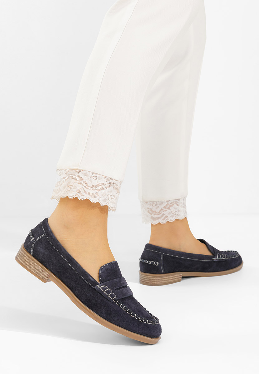 Tmavě modré dámské kožené mokasíny Meltanea V2