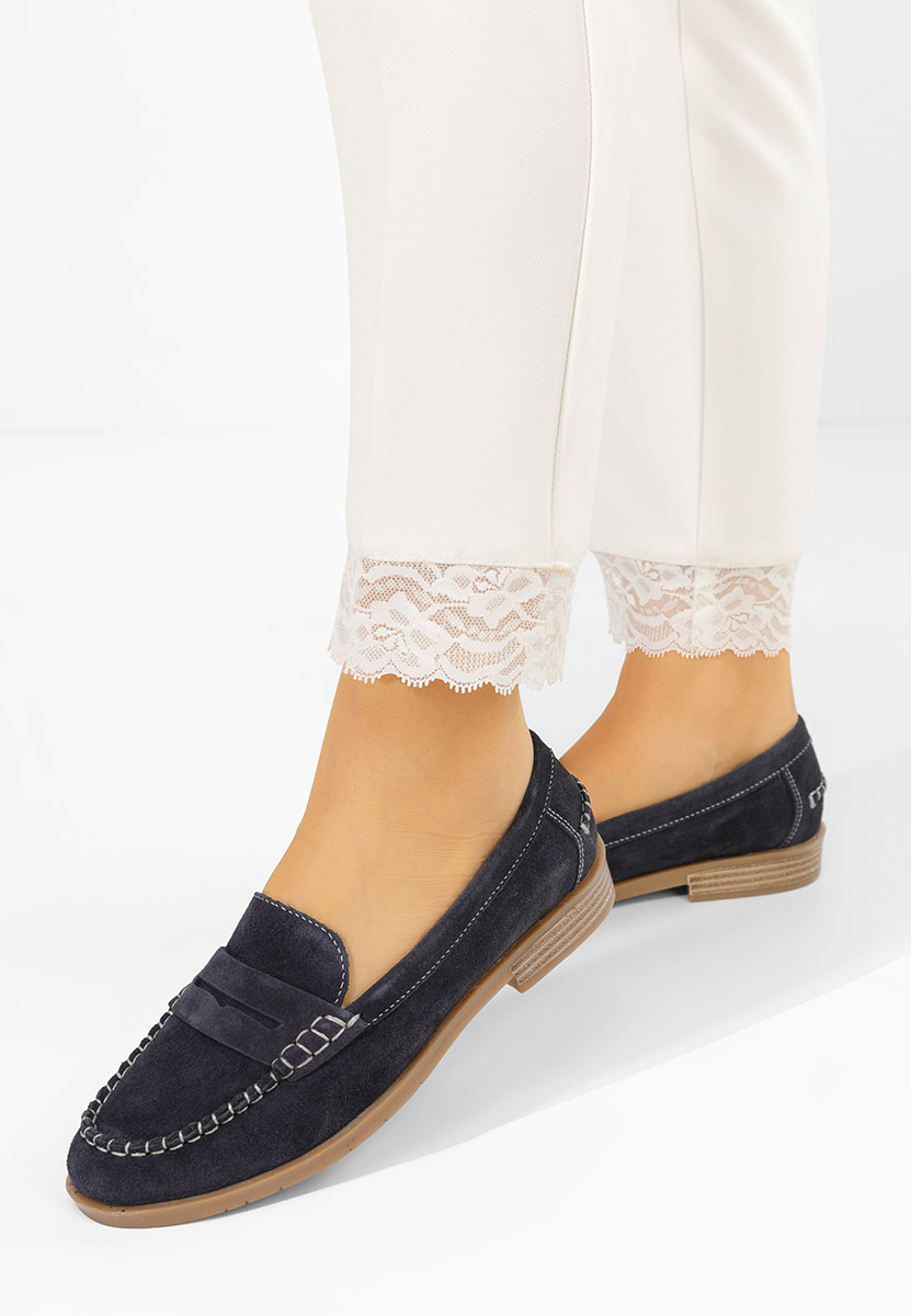 Tmavě modré dámské kožené mokasíny Meltanea V2