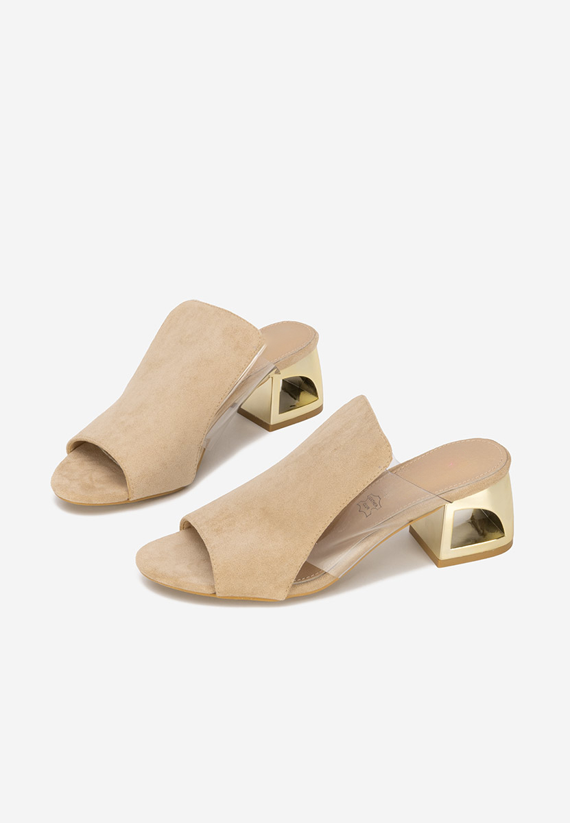 Béžové pantofle na podpatku Floriana