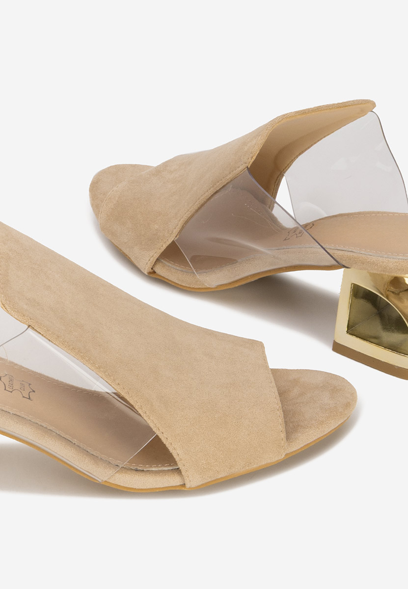 Béžové pantofle na podpatku Floriana