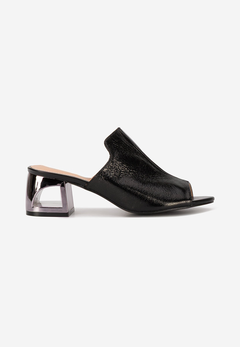 Černé pantofle na podpatku Floriana V2