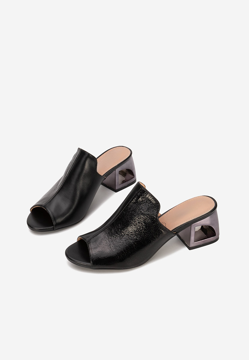 Černé pantofle na podpatku Floriana V2