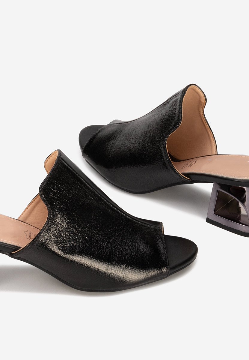 Černé pantofle na podpatku Floriana V2