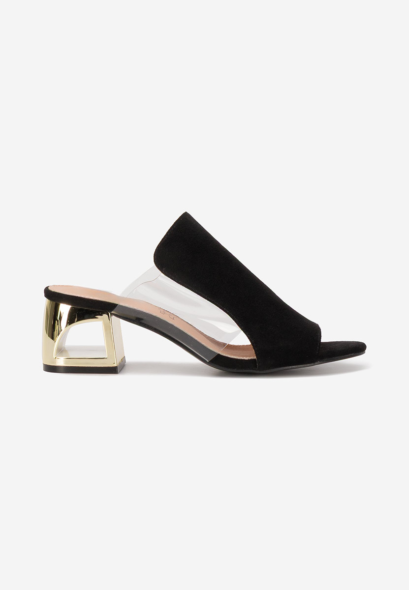 Černé pantofle na podpatku Floriana