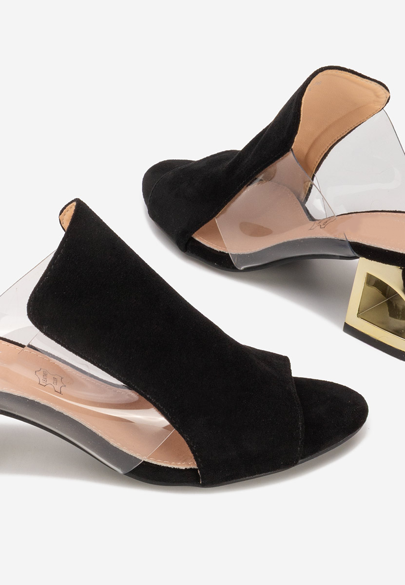 Černé pantofle na podpatku Floriana