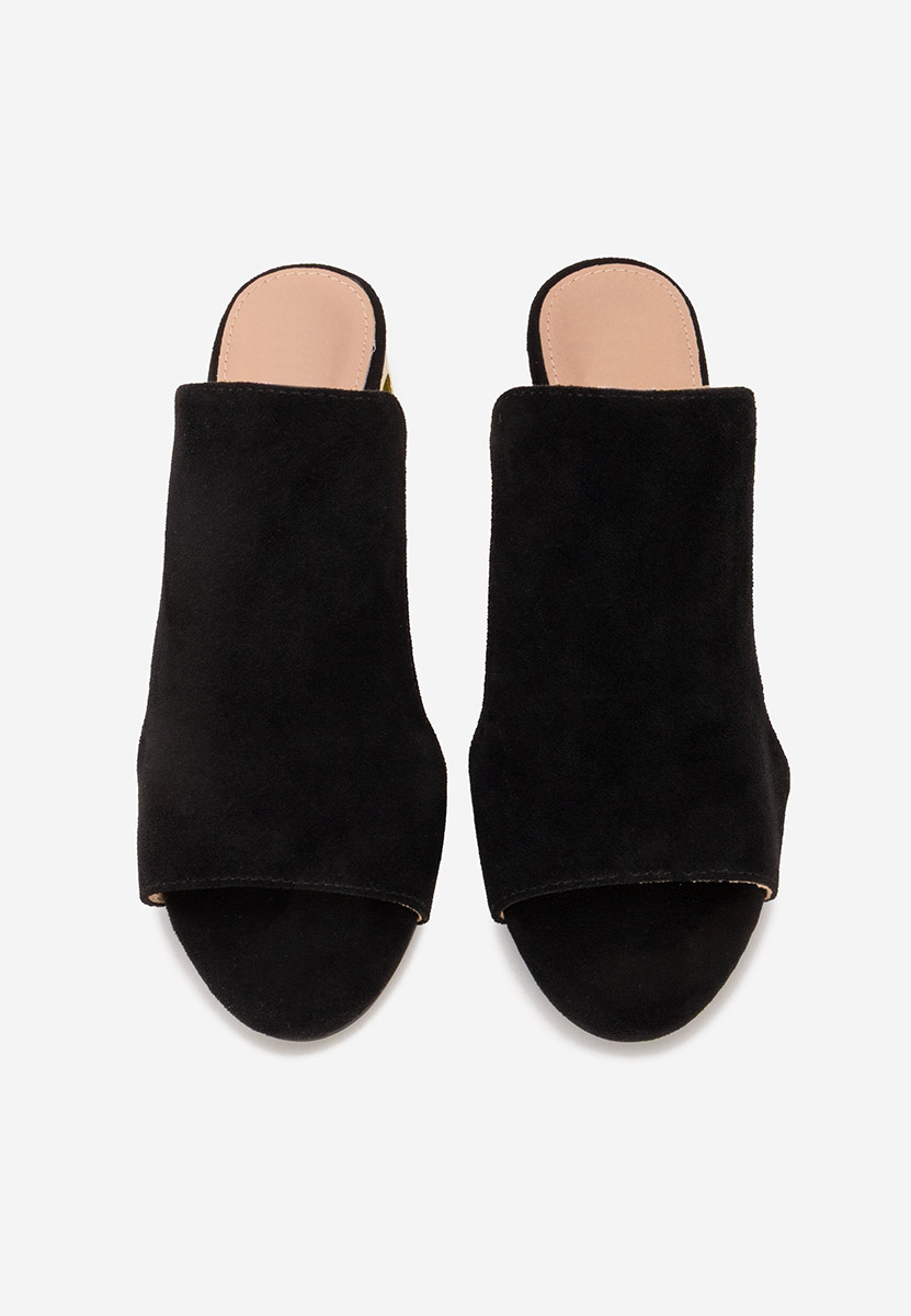 Černé pantofle na podpatku Floriana