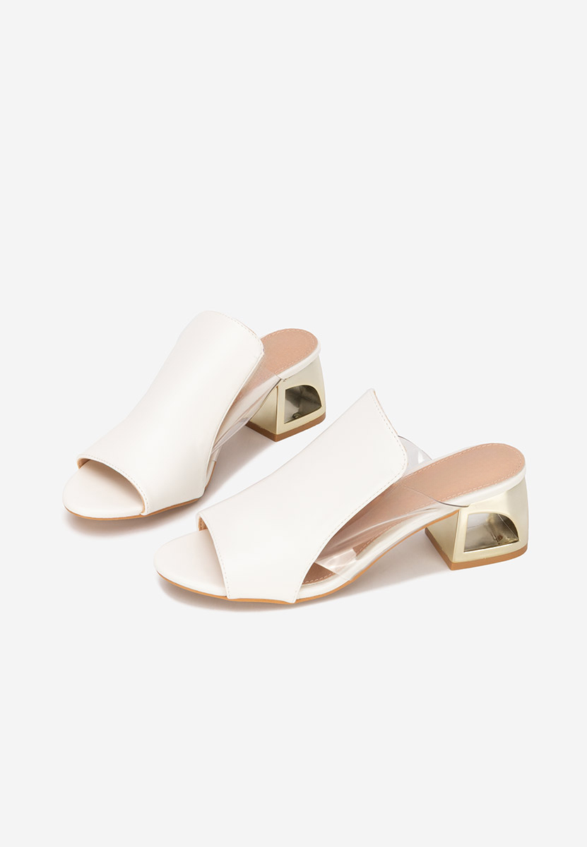 Bílé pantofle na podpatku Floriana