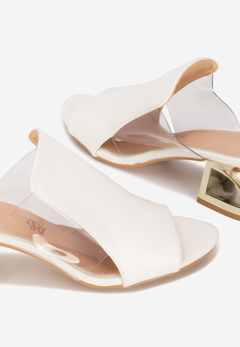 Bílé pantofle na podpatku Floriana