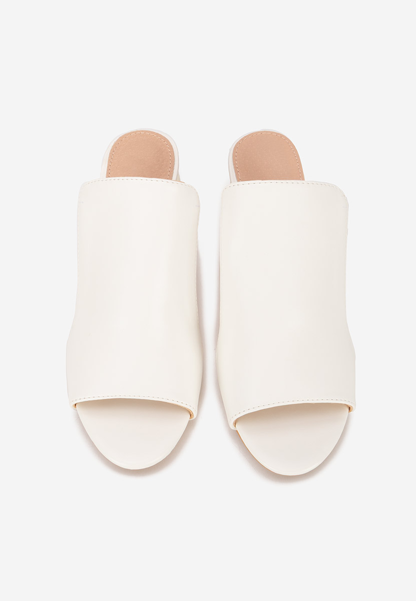 Bílé pantofle na podpatku Floriana