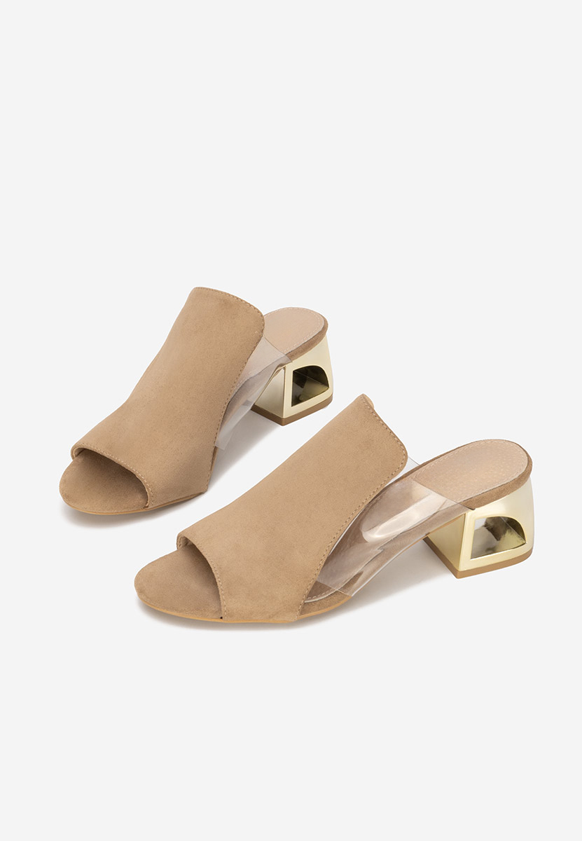 Khaki pantofle na podpatku Floriana