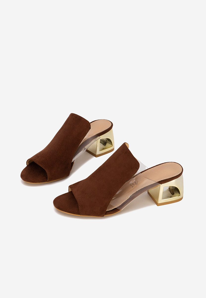 Hnedé pantofle na podpatku Floriana