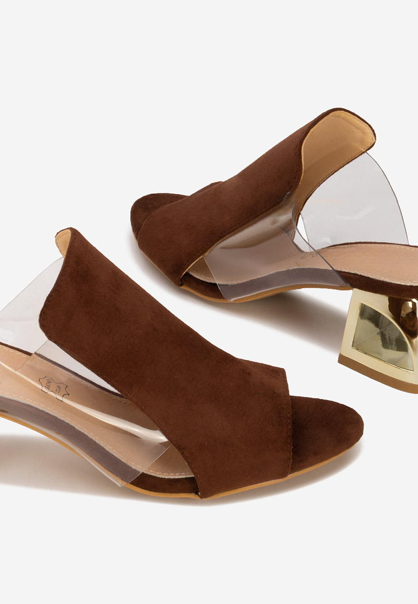 Hnedé pantofle na podpatku Floriana