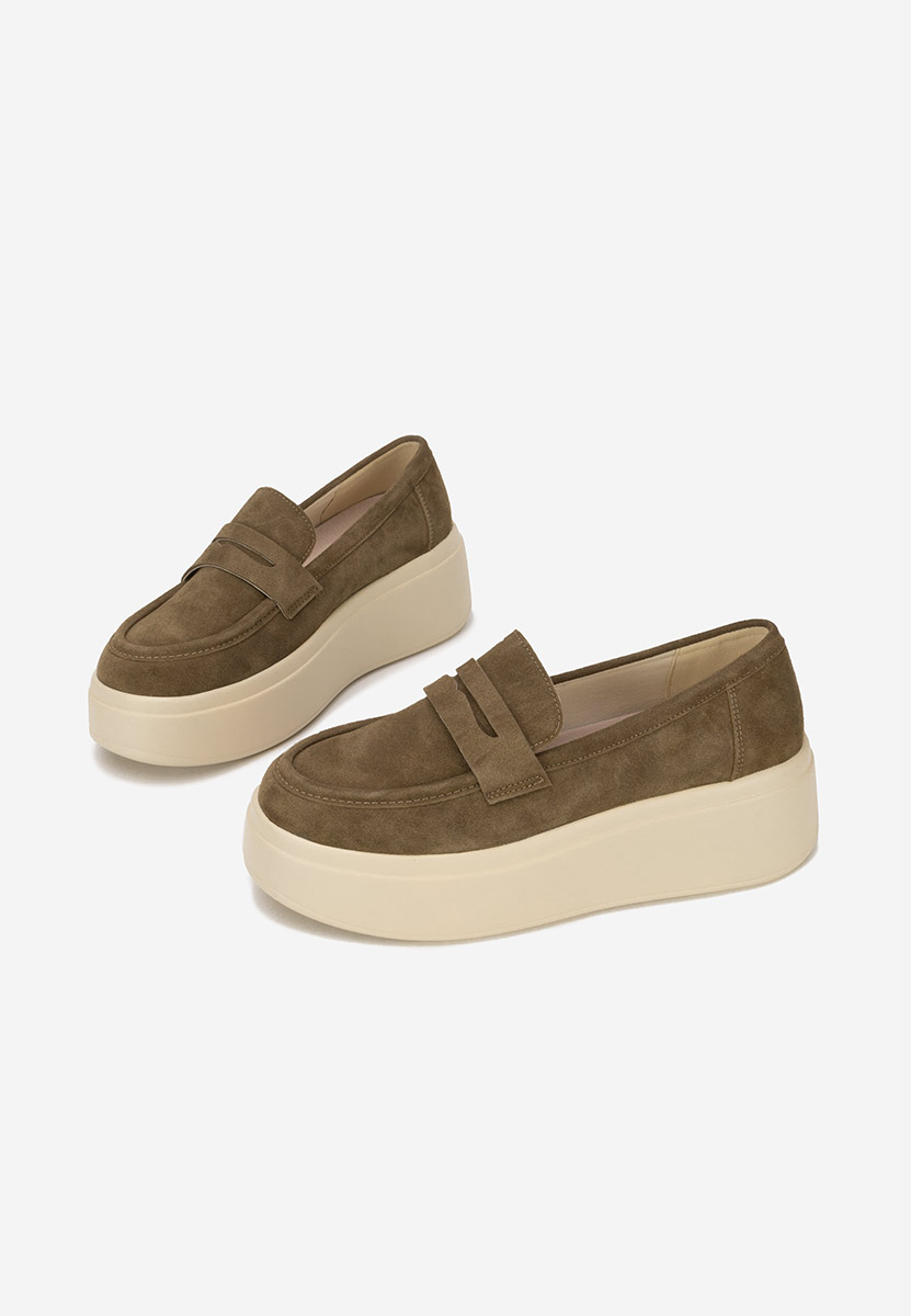 Zelené mokasíny na platformě Herminia