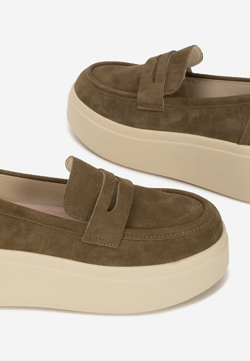 Zelené mokasíny na platformě Herminia