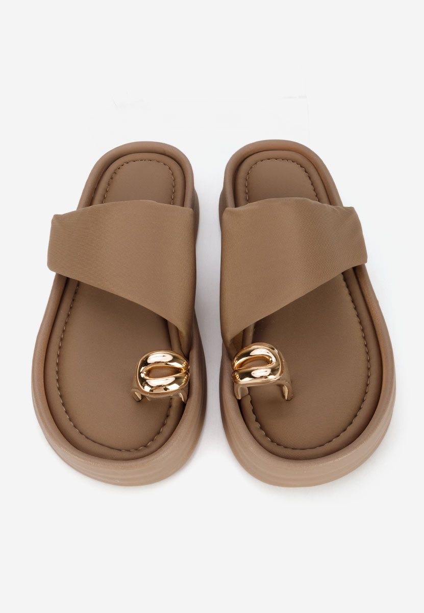 Khaki pantofle na platformě Alezzia