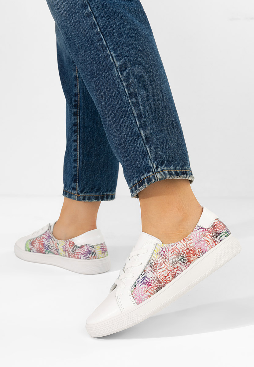 Levně Bílé kožené dámské sneakersy Florinela