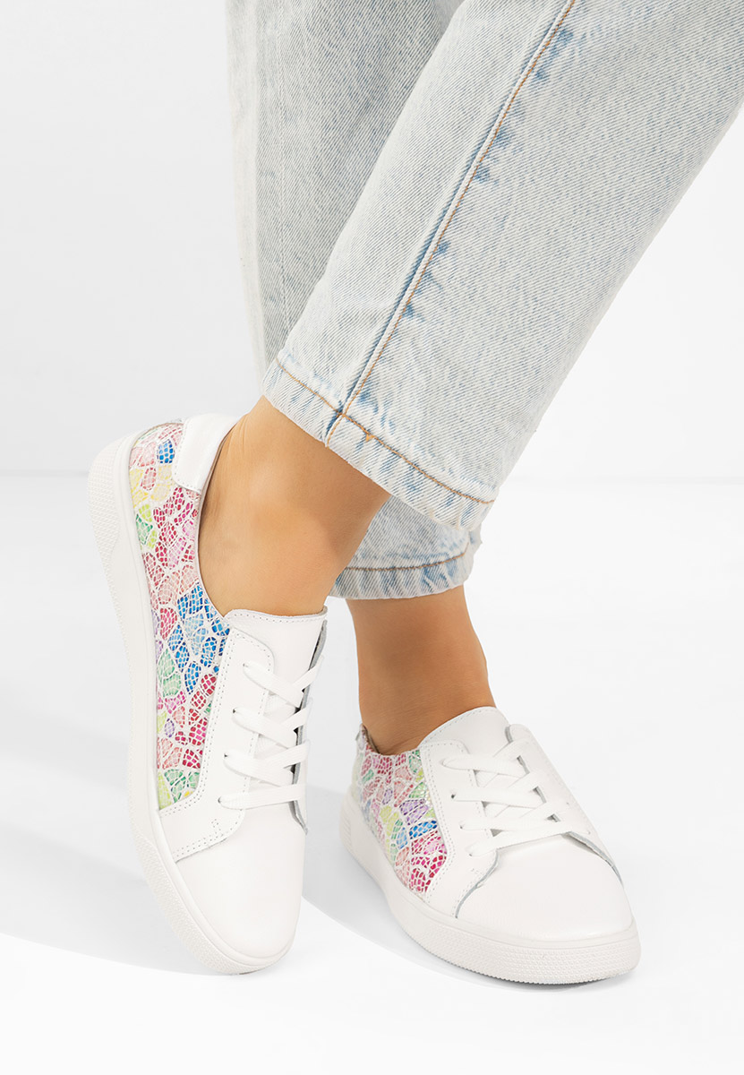 Levně Bílé kožené dámské sneakersy Florinela V2
