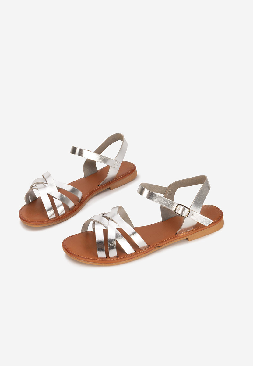Stribrné sandály bez podpatku Esmaya