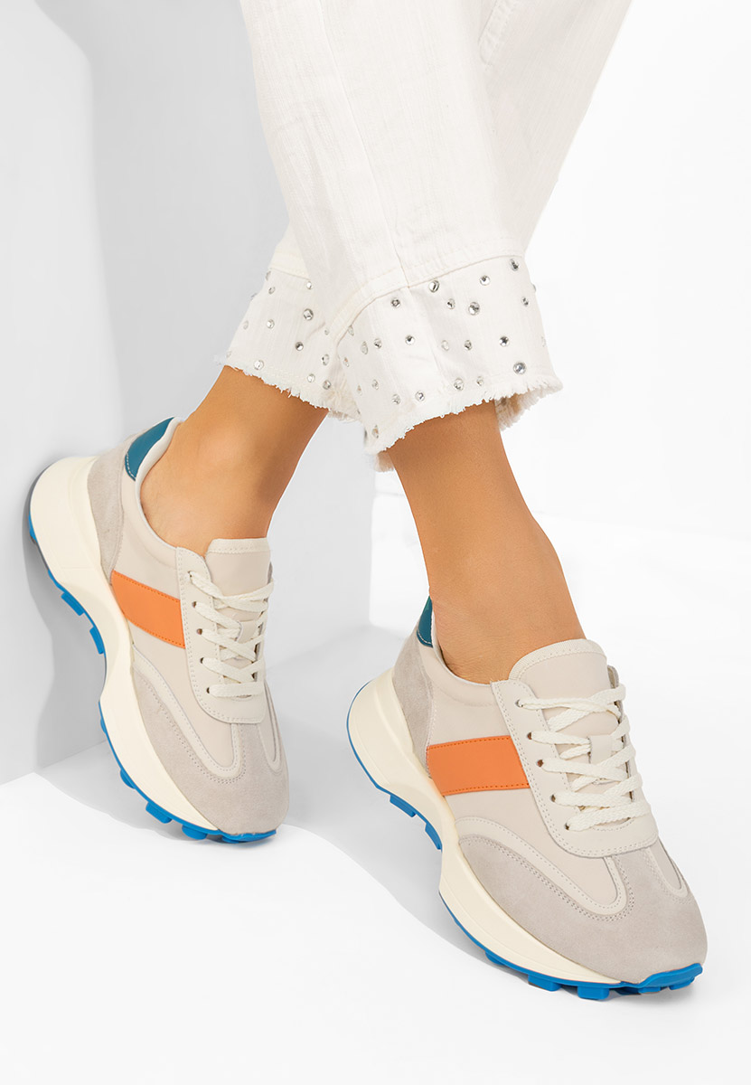 Béžové kožené dámské sneakersy Odeia