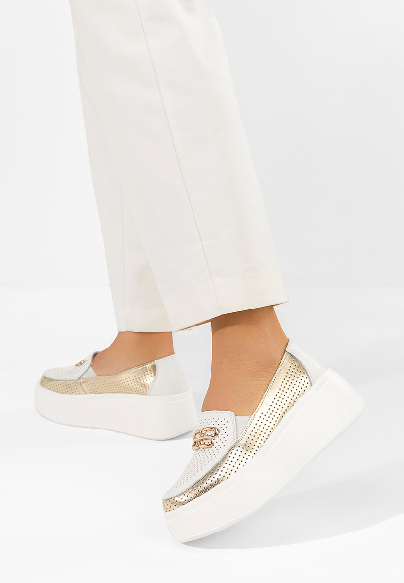Bílé dámské kožené mokasíny Brinleya